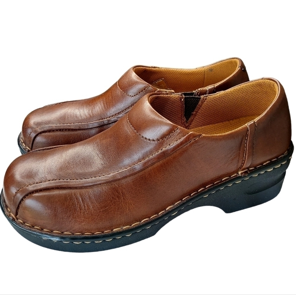 Eastland Tracie Womens Brown Leather Slip On Clog Shoe Size 10 Y2K 90 Academia